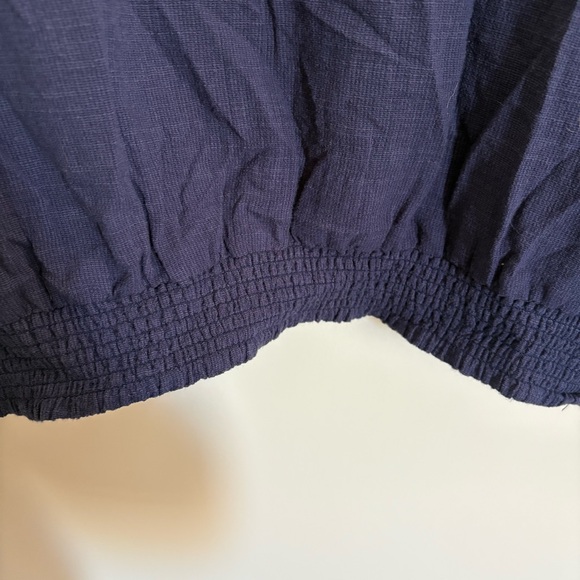 Lovestitch Large Along the Coast Navy Blue Women's Blouse Paisley Cinched Waist - Picture 7 of 11